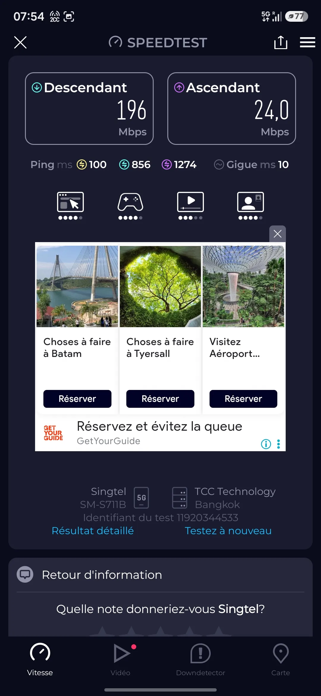 Speedtest screenshot Ban Na San