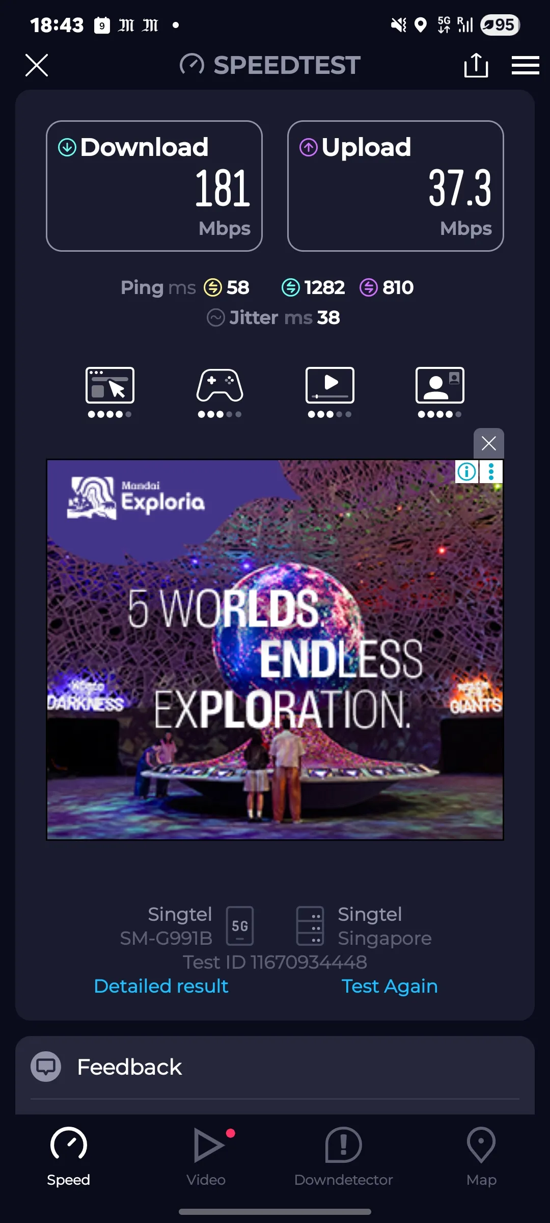 Speedtest screenshot Bangkok Benchakiti Park