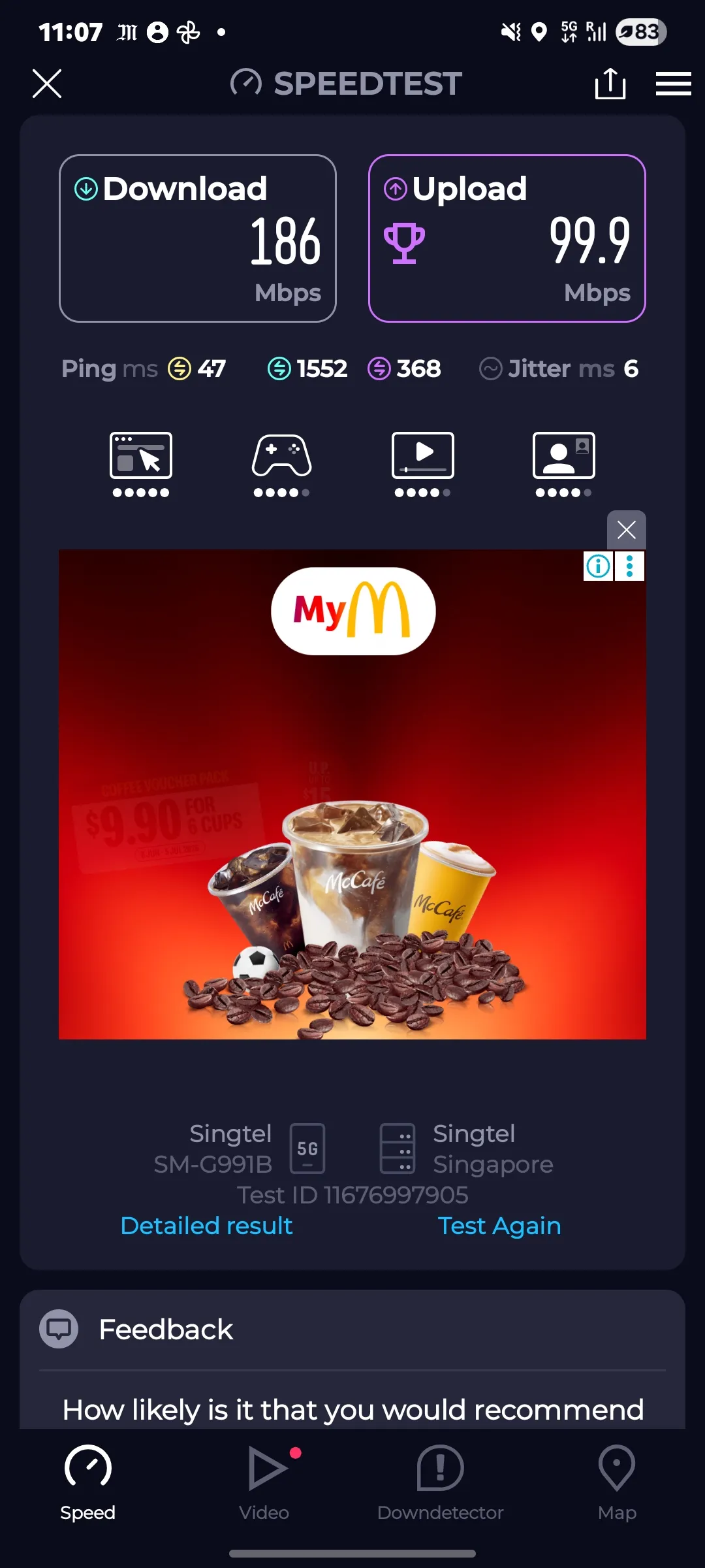Speedtest screenshot Bangkok Siam Bts Station