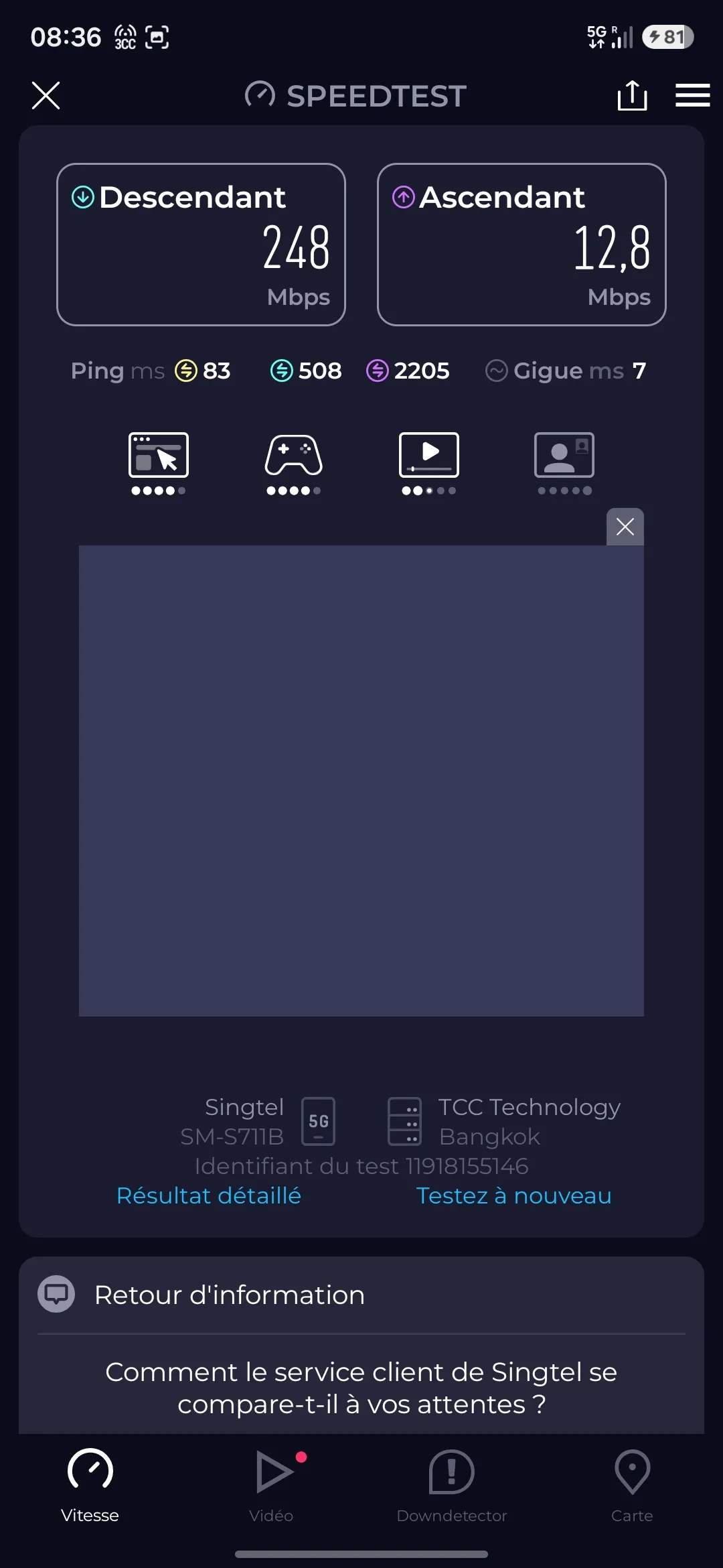 Speedtest screenshot Bangkok silom