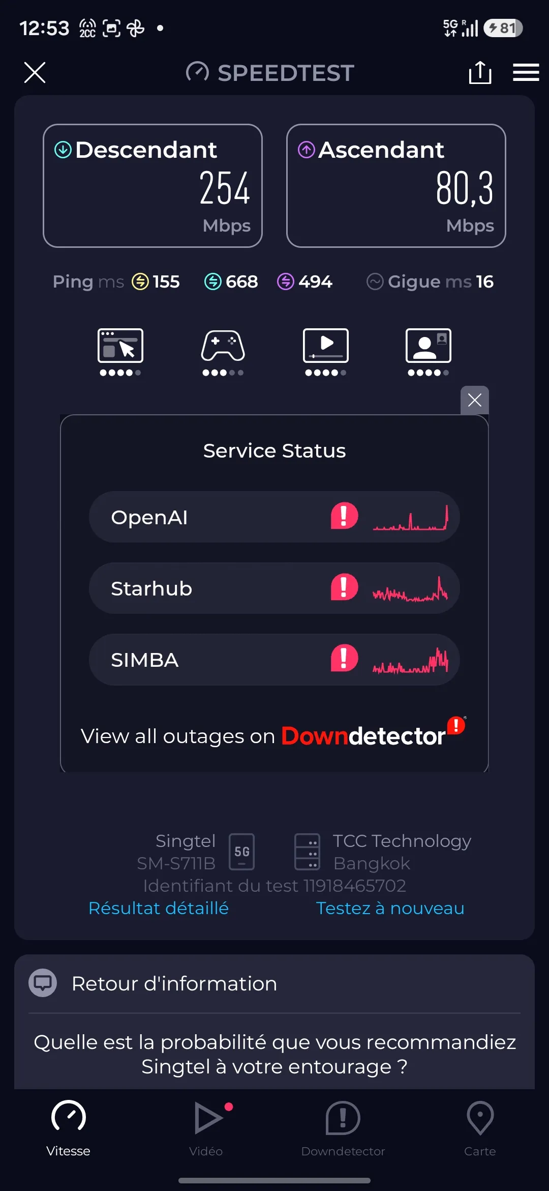Speedtest screenshot Bangkok Sukhumvit