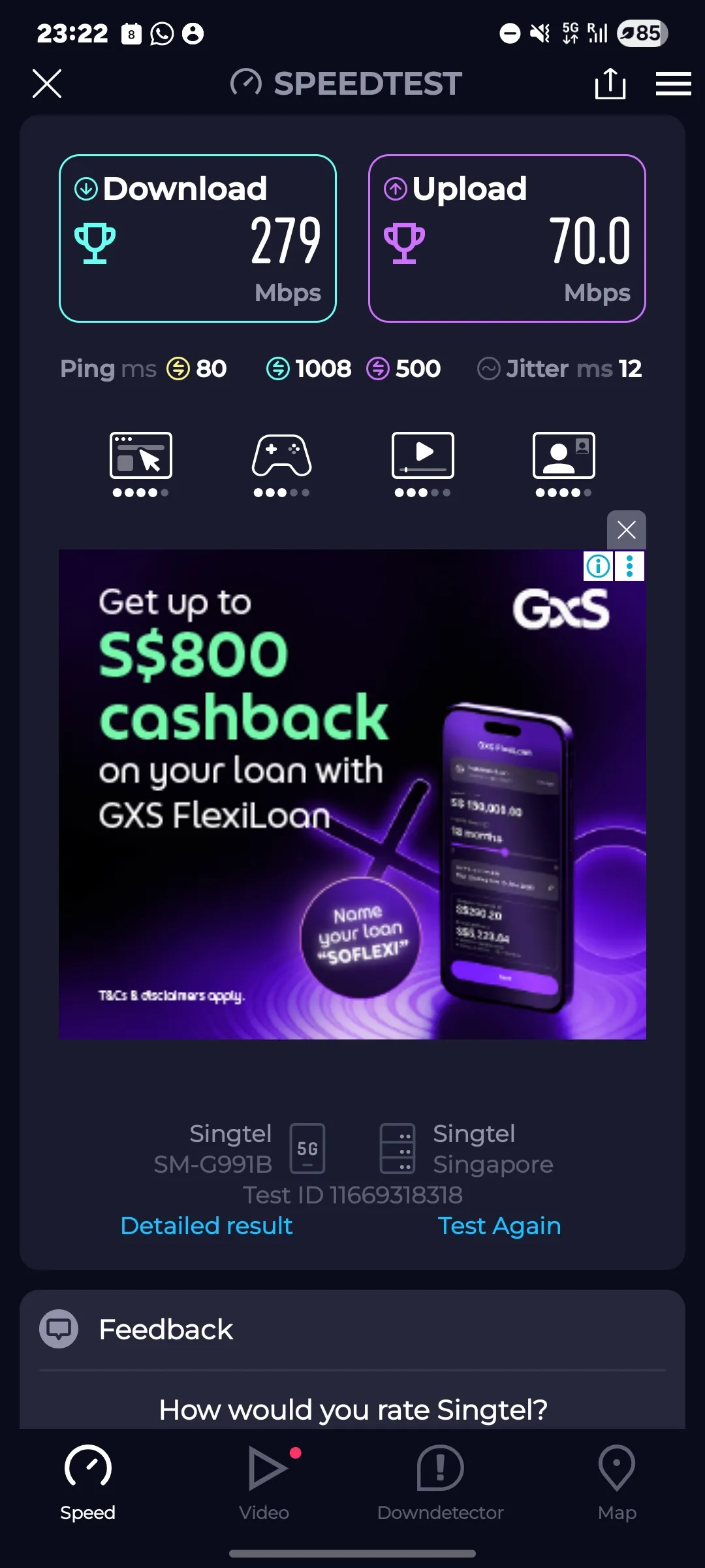Speedtest screenshot Chumphon Walking Street