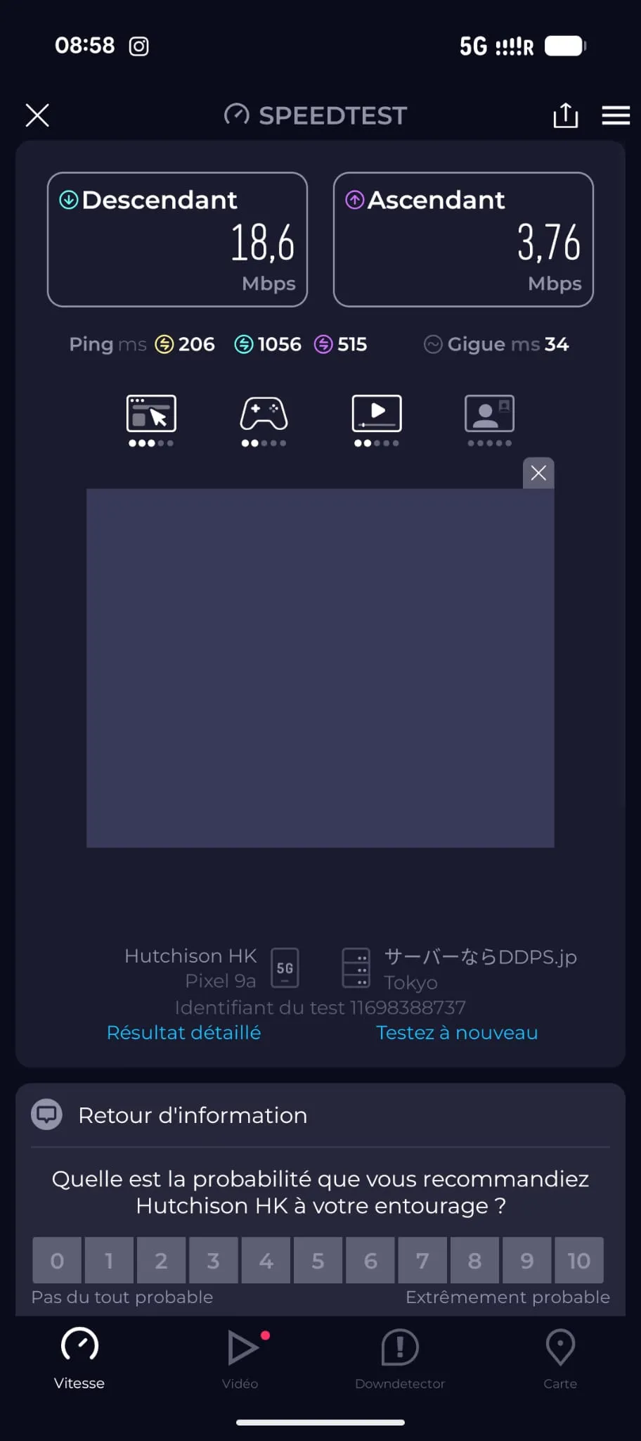 Speedtest screenshot Sapporo Chitose Airport