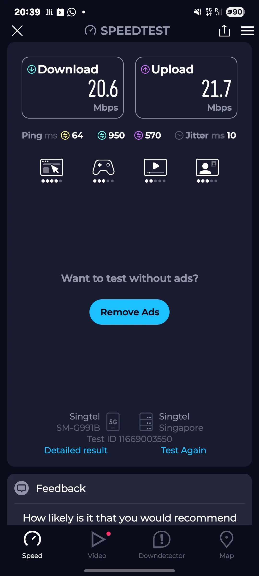 Speedtest screenshot Surat Thani Phunpin Train Station